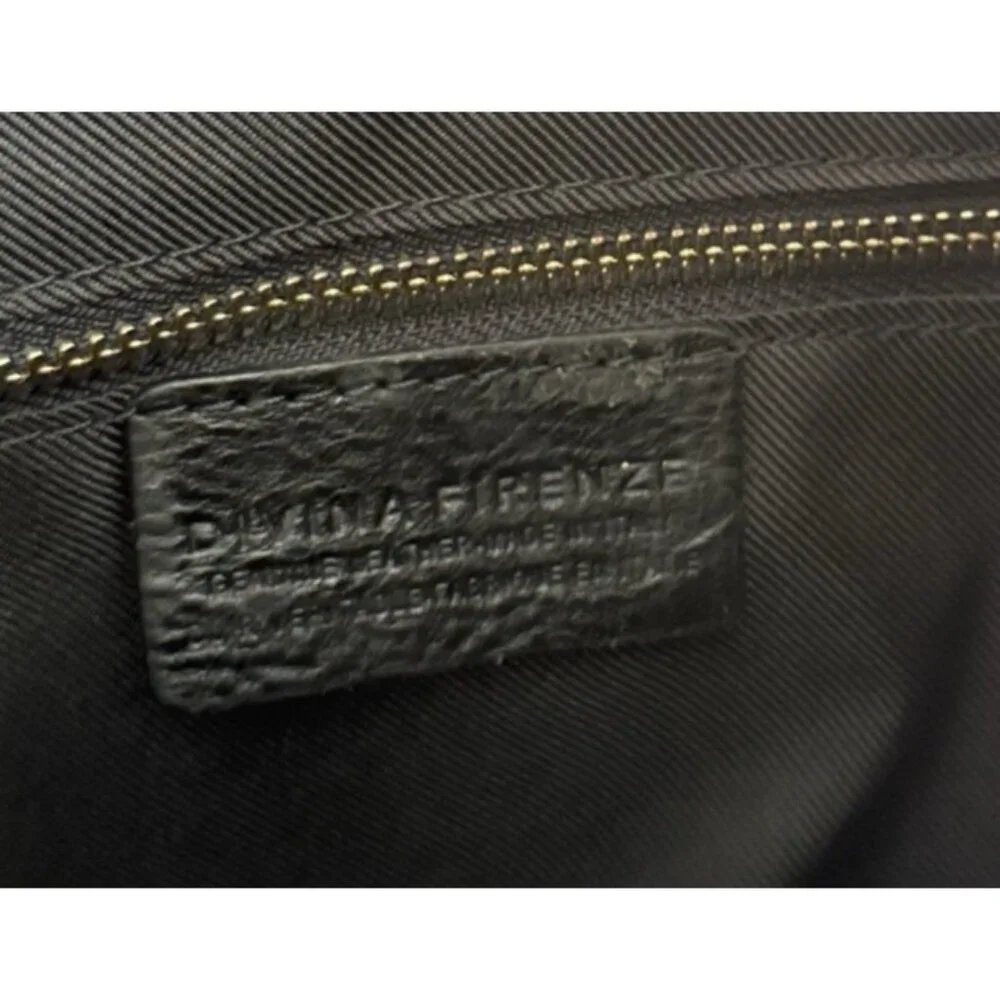 DIVINA FIRENZE Italian Made Leather Black Cognac Convertible Backpack Bag Pocket